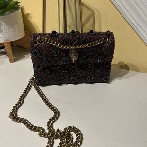 Kurt Geiger Burgundy and Gold Clutch